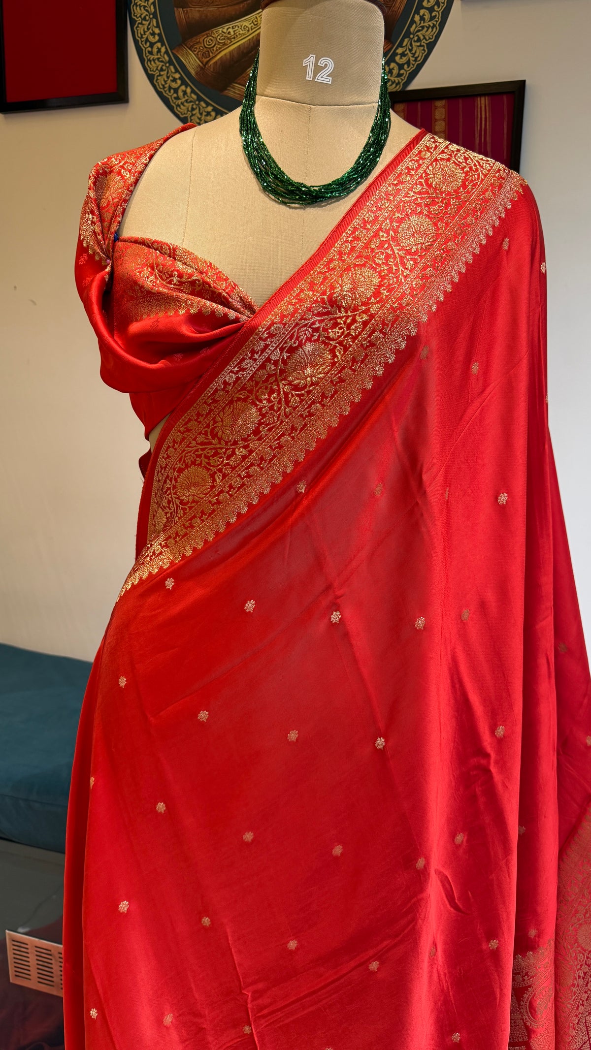 Orange Satin Mashru Silk Saree 07