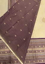 Cream n Purple Semi Silk Saree 42