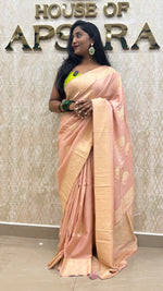 Peach Tussur Crepe Zari Work Saree 21