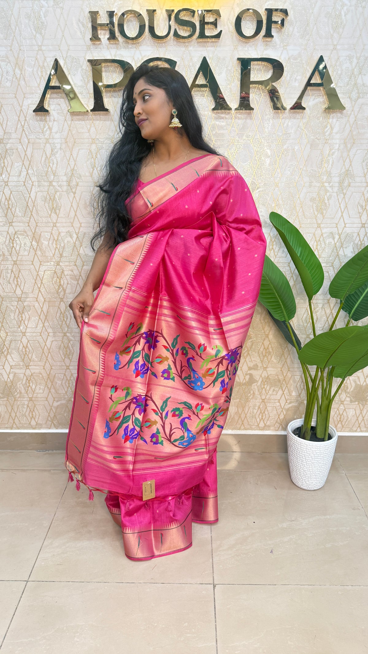 Pink Raw Silk Paithani Work Saree 71