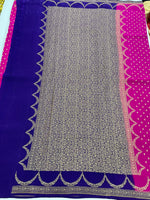 Pink Pure Banarasi Crepe Saree 03