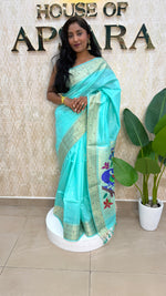 Rama Blue Raw Silk Paithani Work Saree 71