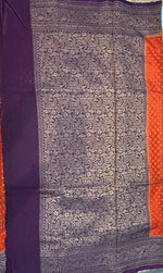 Orange n Purple Banarasi Crepe Saree