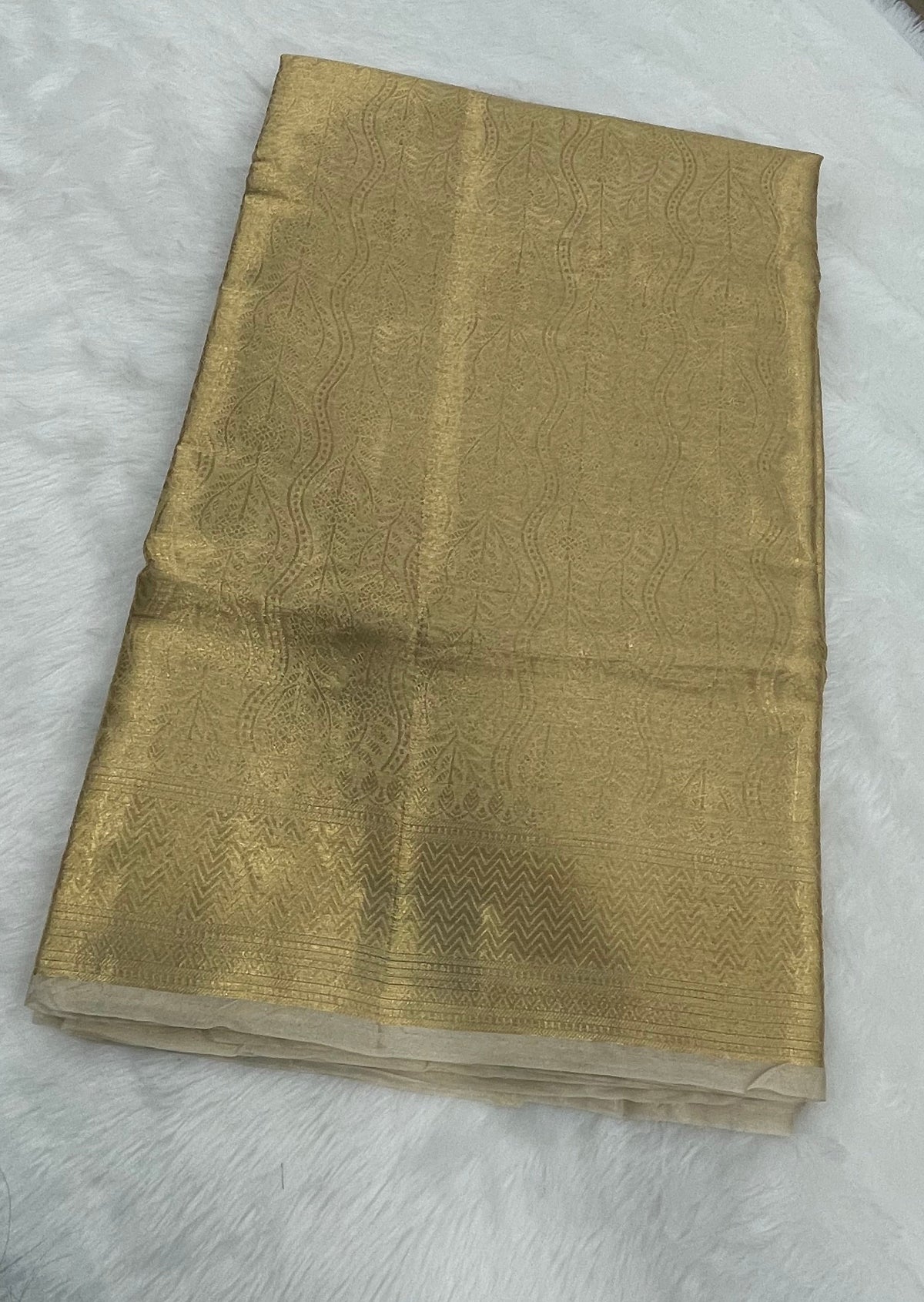 Gold Pure Tissue Brocade Saree 11