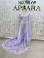 Lilac Organza CutWork Saree 40