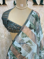 Green Tissue Digital Print Saree 94