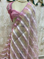 Pink Tissue Stripes Saree 29