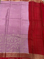 Lavender n Red Tussur Crepe Sequence Work Saree 21