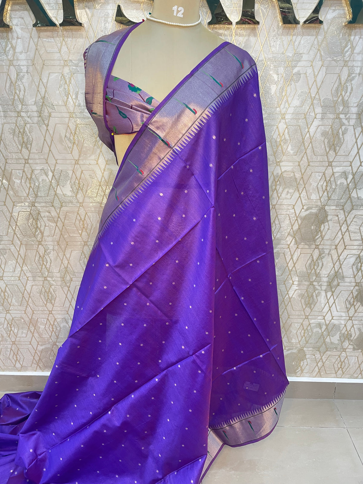 Purple Raw Silk Paithani Work Saree 71