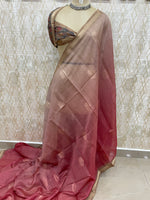 Brown n Pink Raw Silk Saree 51