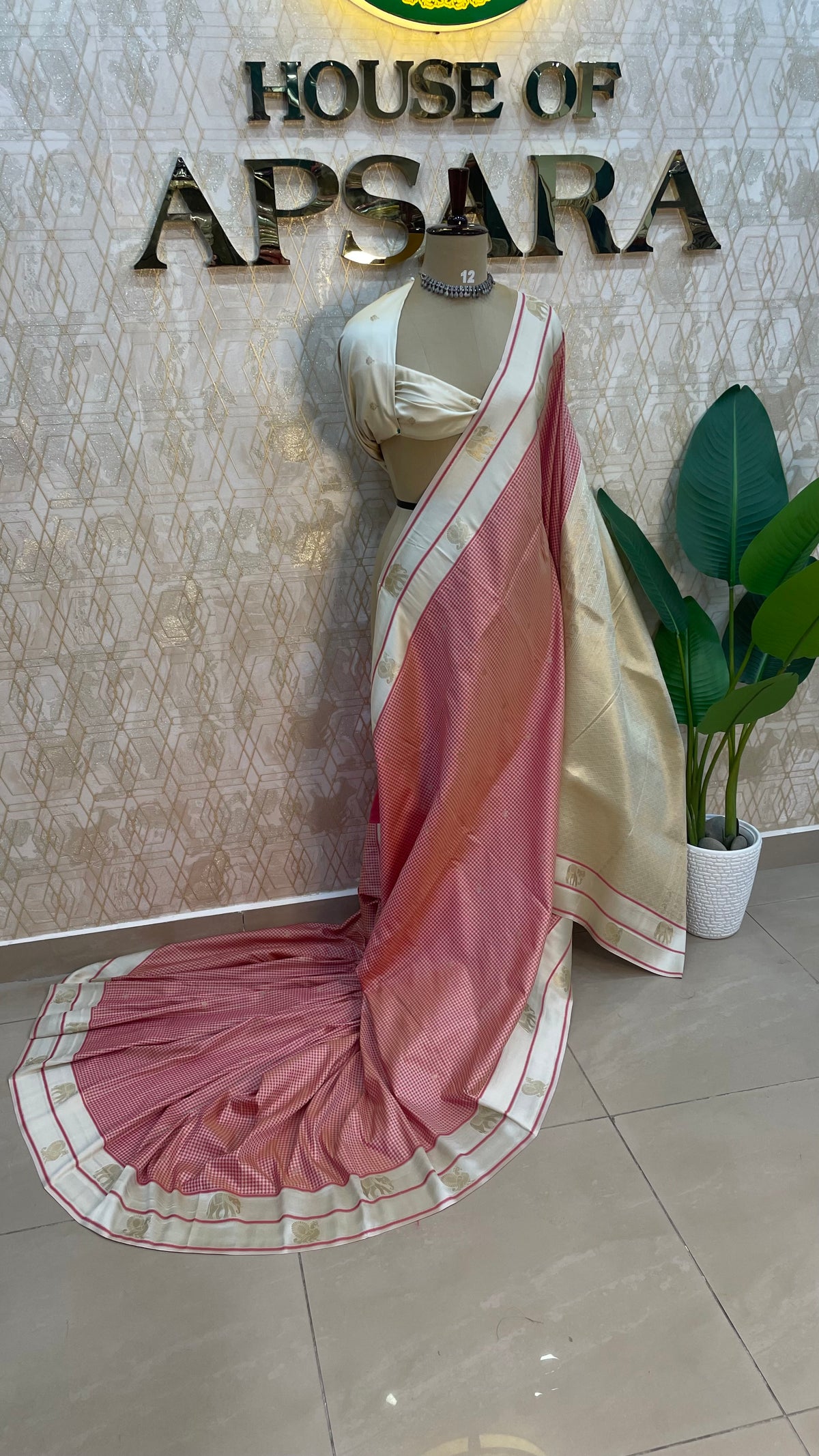 Pink n Cream Semi Silk Saree 95