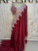 Maroon Handwork Stitched Blouse Designer Party Saree 55