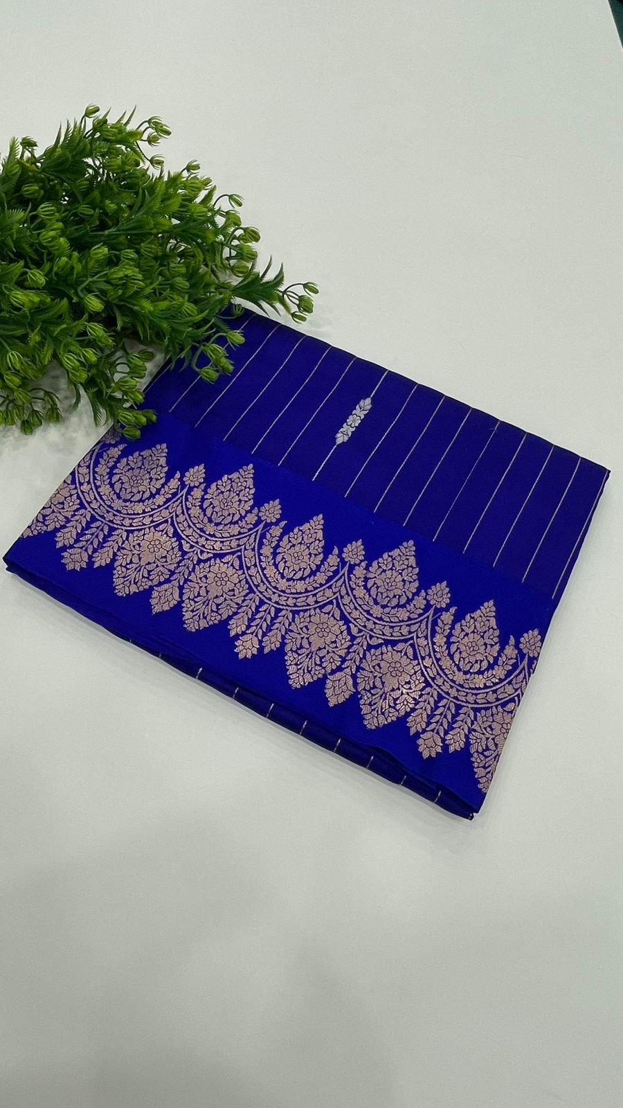 Royal Blue Pure Katan Designer saree 02
