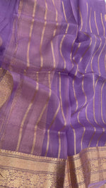 Light Purple Pure Kora Organza Antique saree 02
