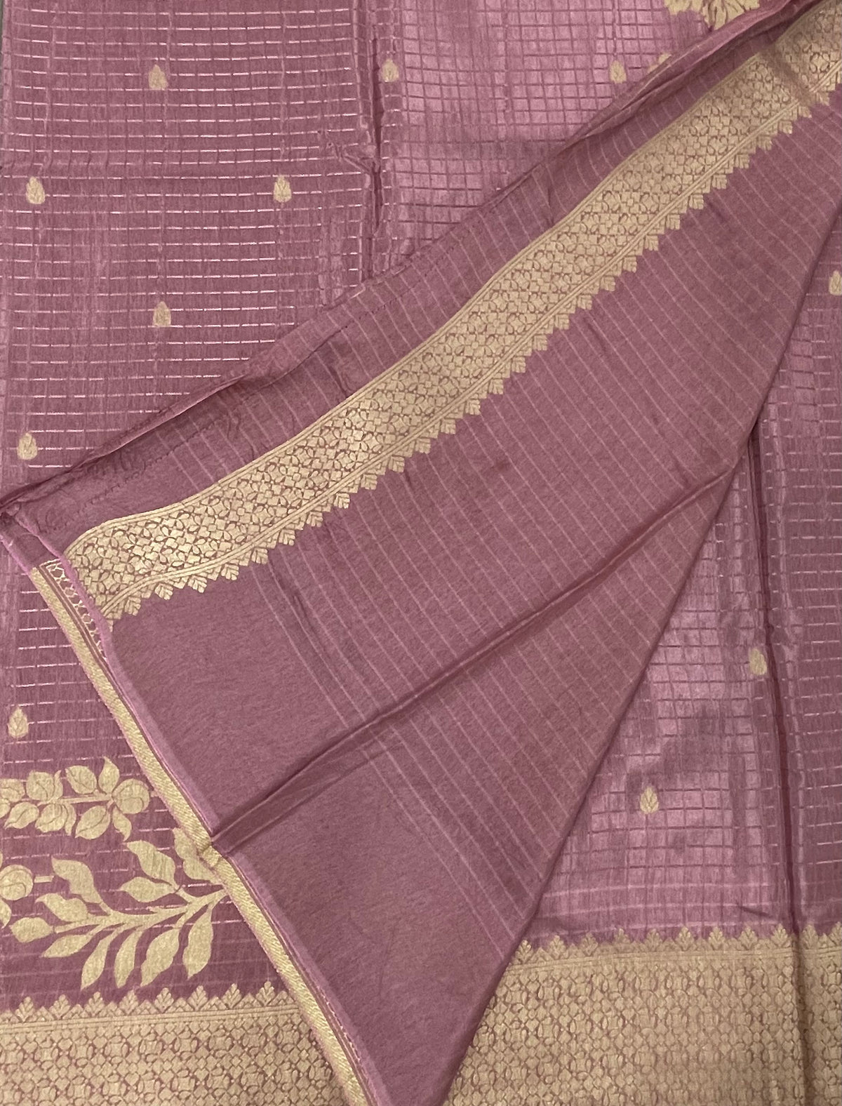 Onion Pink Banarasi Raw Silk Saree 32