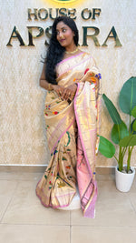 Gold n Baby Pink Paithani Tissue Saree 100