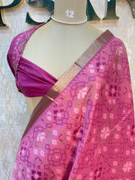 Rani Pink Raw Silk Ikkat Weaving Saree 81