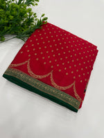 Red Pure Banarasi Crepe Saree 03