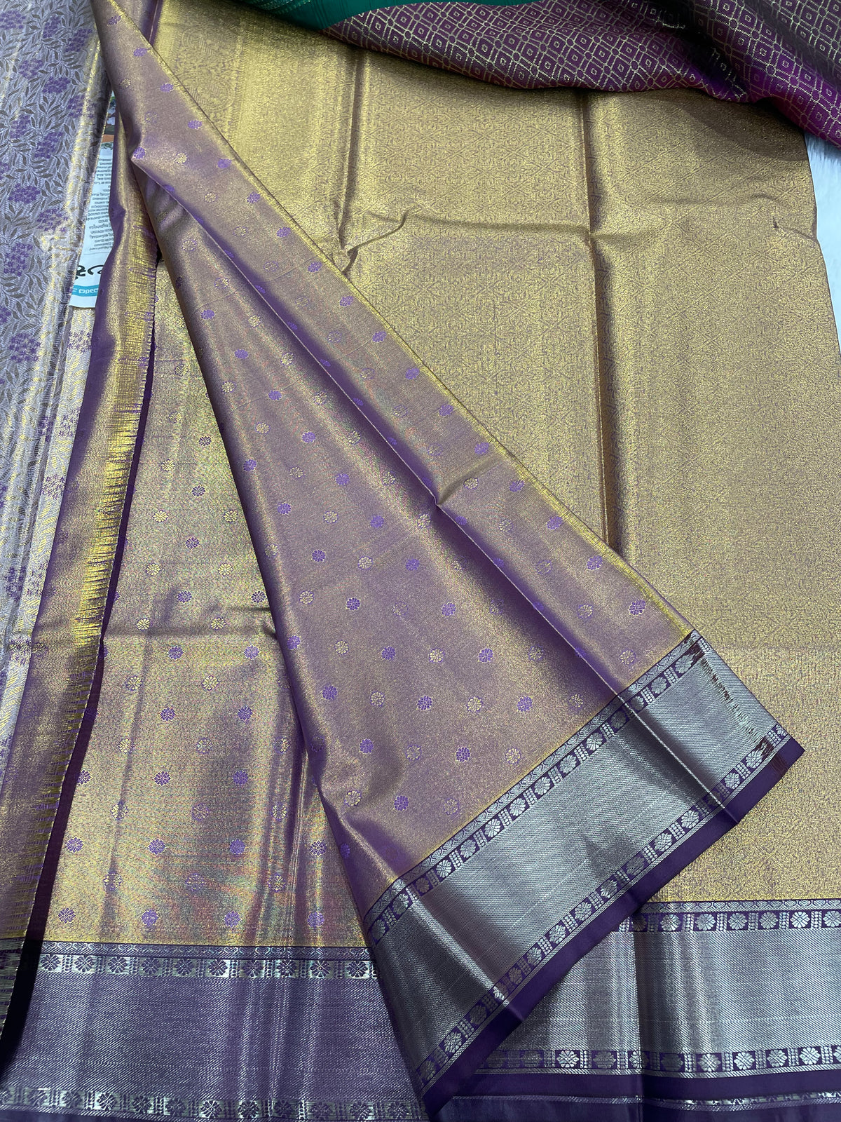 Gold n Wine Brocade Semi Kanchi Tissue Saree