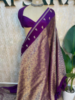 Purple Chinon Brocade Saree 106