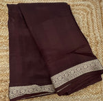 Brown Semi Crepe Saree 34