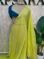 Yellow n Blue Mul Cotton Saree 101