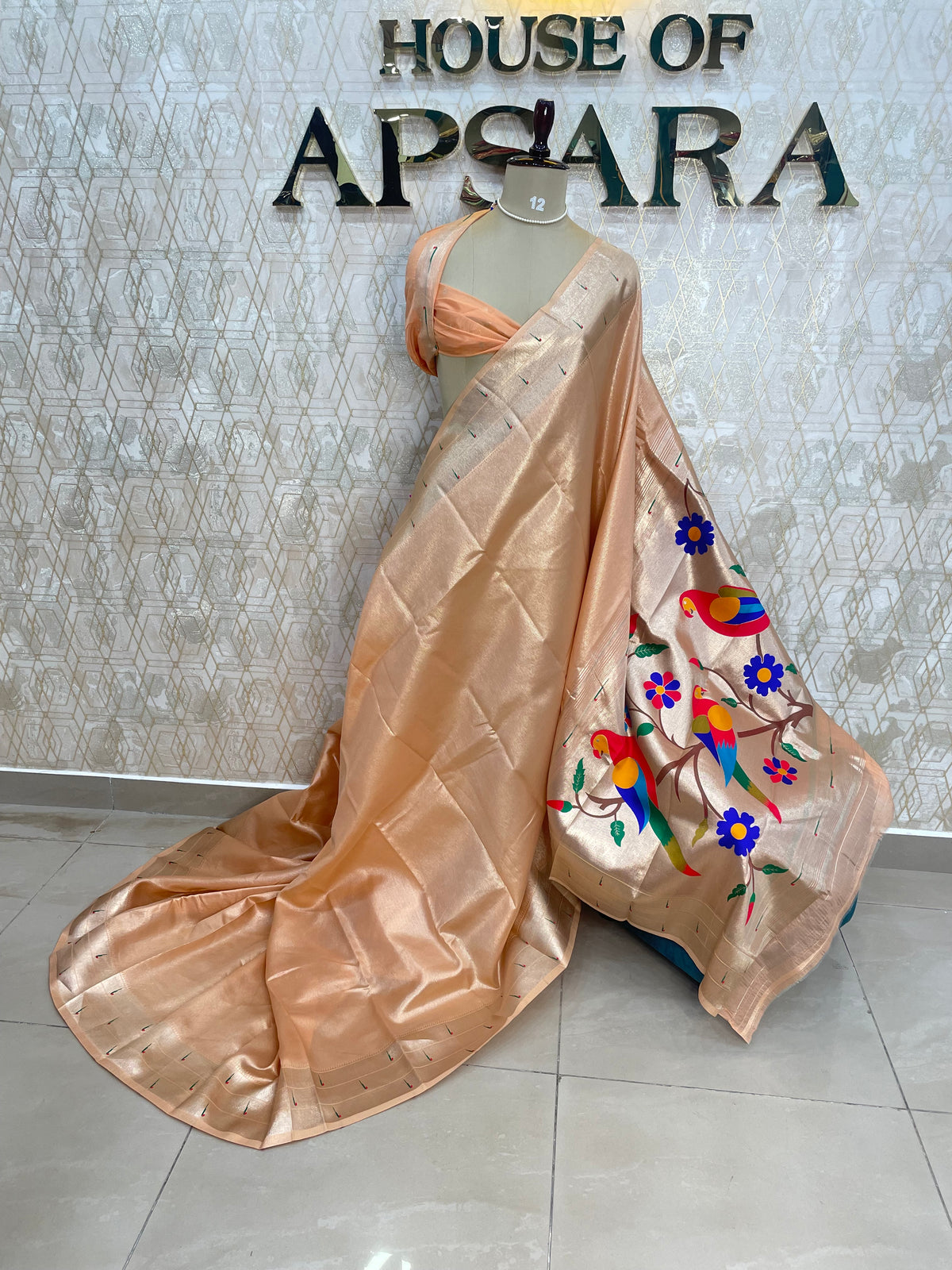 Peach Tissue Paithani Border Saree 76