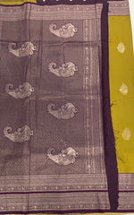 Mustard Yellow n Purple Semi Silk Saree 42
