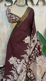 Maroon Pen Kalamkari Saree 104