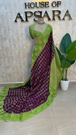 Purple n Green Banarasi Chiffon Saree 97