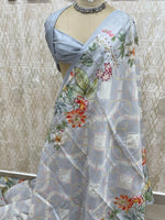 Grey Soft Tussur Aari Work Saree 38