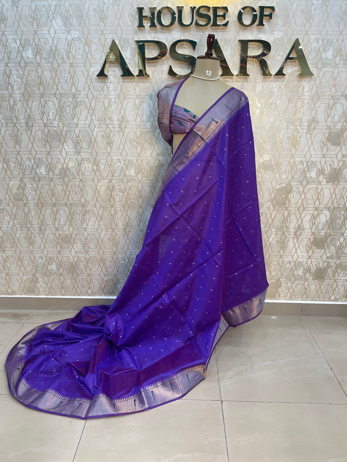 Purple Raw Silk Paithani Work Saree 71