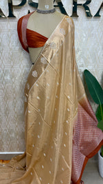 Cream n Orange Matka Silk with Satin Border Saree 14