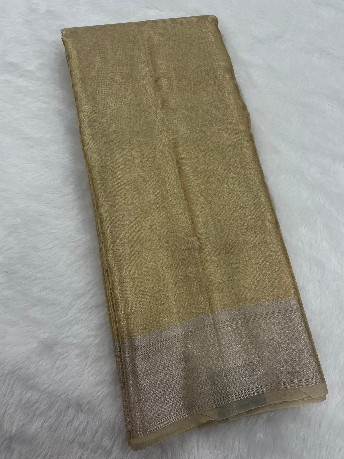 Gold n Grey Pure Tissue Brocade Saree 11