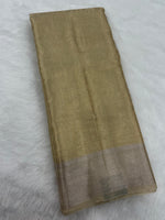 Gold n Grey Pure Tissue Brocade Saree 11