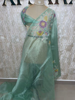 Sea Green Soft Organza Embroidery Saree 40