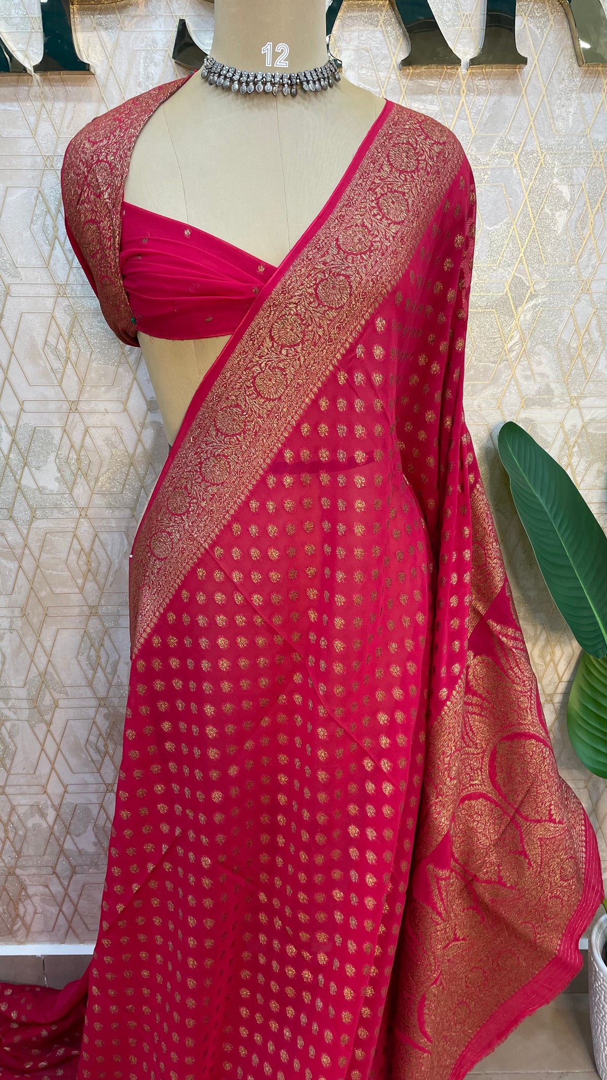Red Banarasi Georgette Saree 96