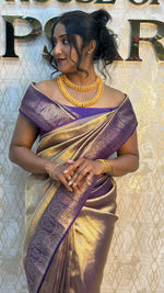 Gold n Purple Soft Tissue Saree 11