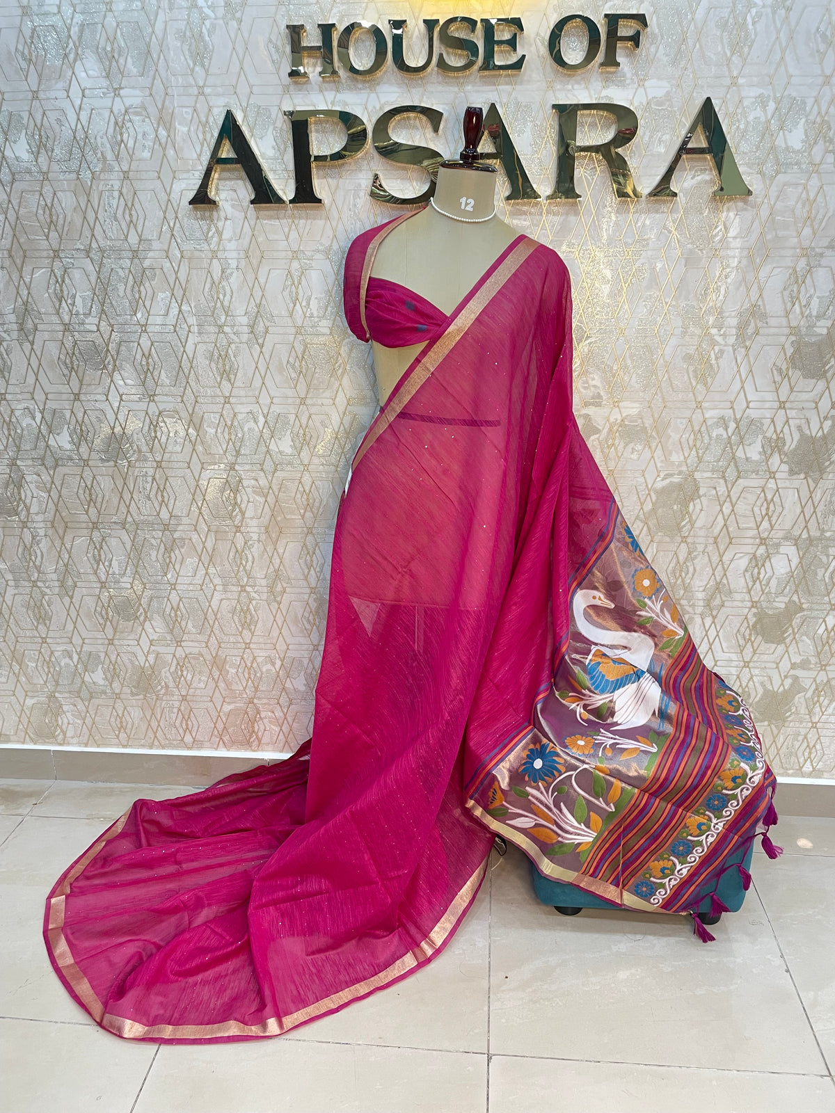 Pink Jute Lenin Saree 72