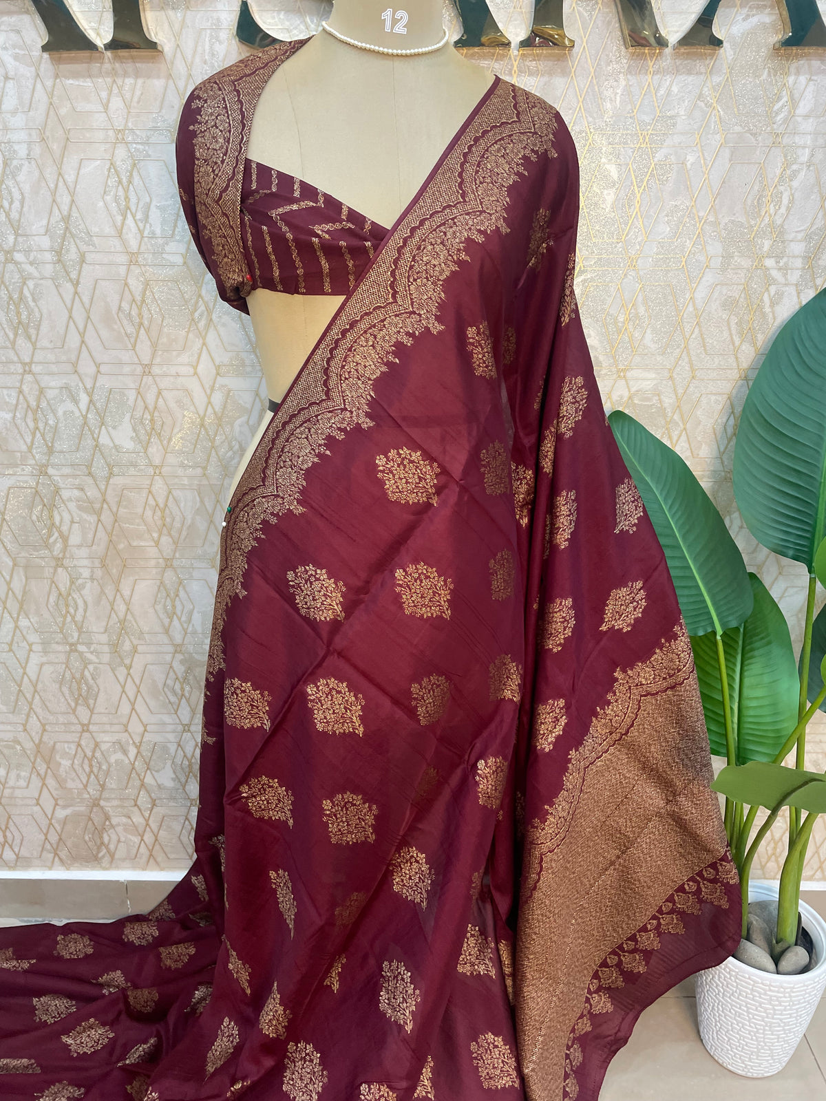 Maroon Banarasi Tussur Saree 102