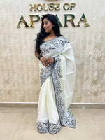 White Soft Tussur Embroidery Saree 21