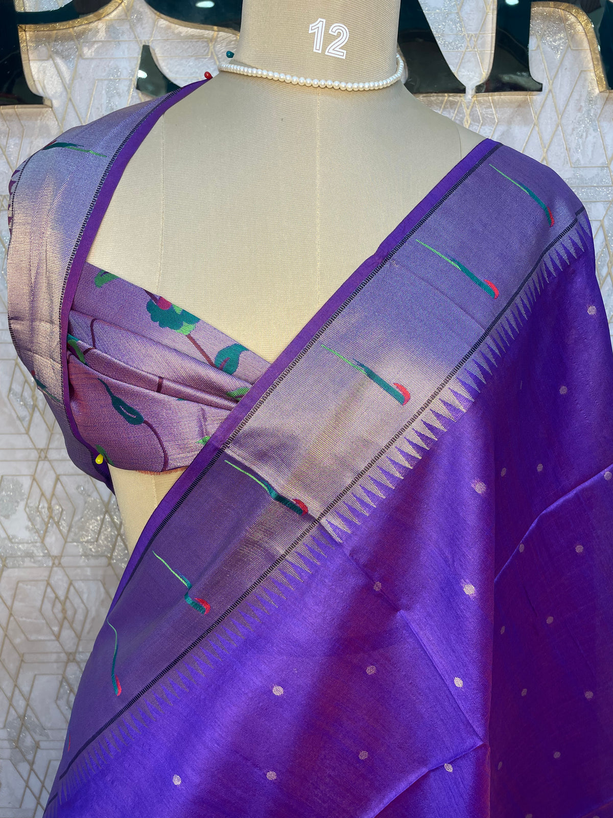 Purple Raw Silk Paithani Work Saree 71