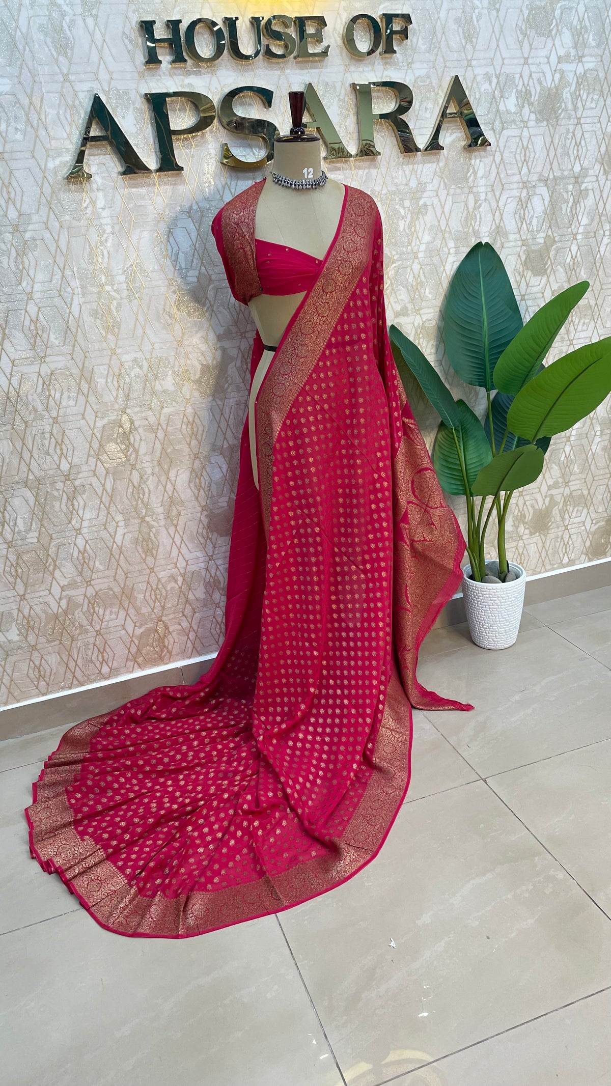Red Banarasi Georgette Saree 96