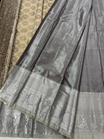 Gold n Grey Brocade Semi Kanchi Tissue Saree