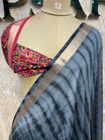 Grey Assam Silk With Shibori Dyeing Saree 23
