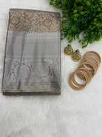 Gold n Grey Brocade Semi Kanchi Tissue Saree