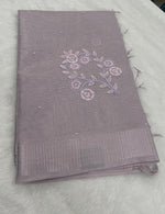 Baby Pink Designer Embroidery Work Tissue Saree 09