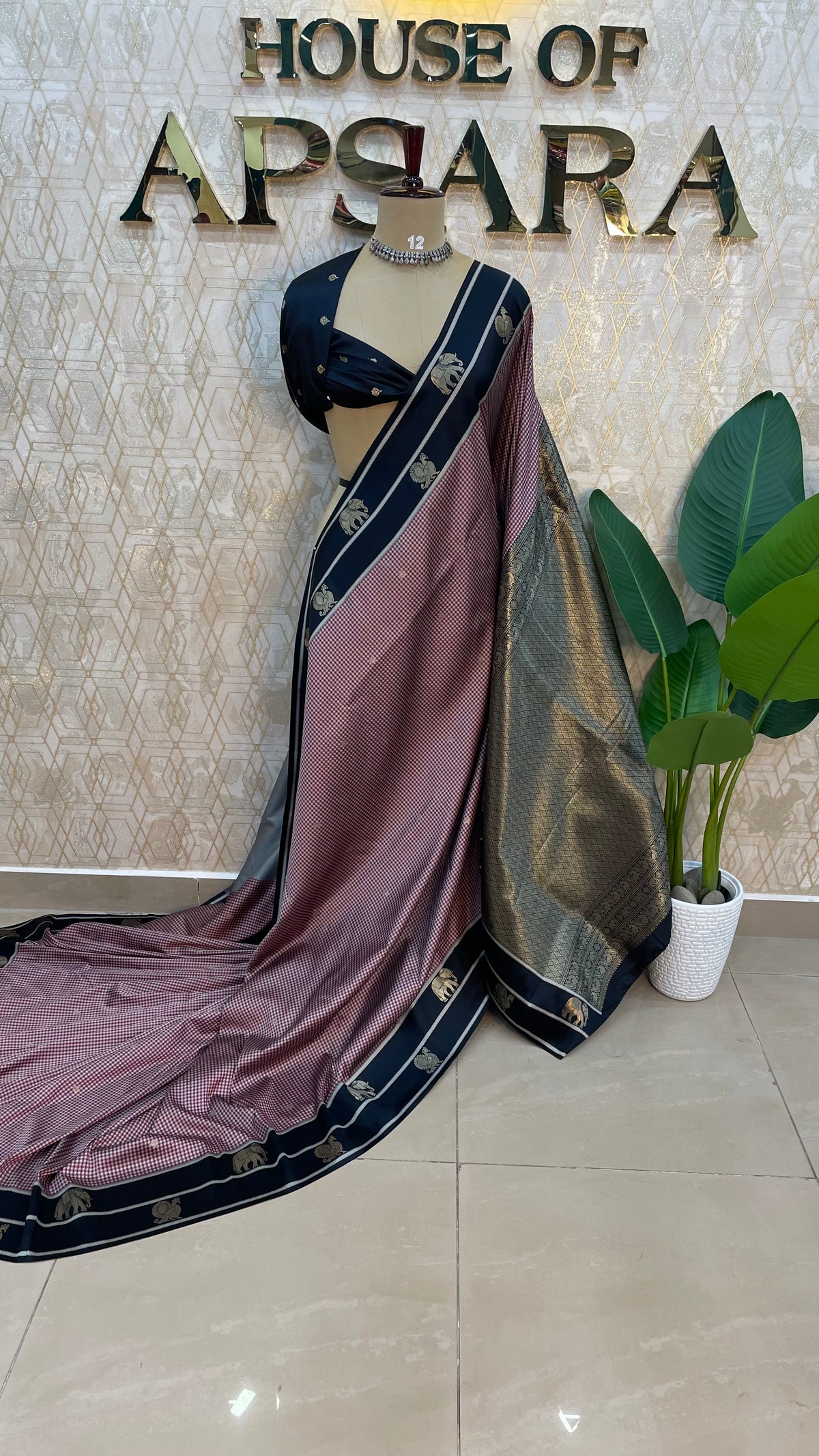 Maroon n Black Semi Silk Saree 95
