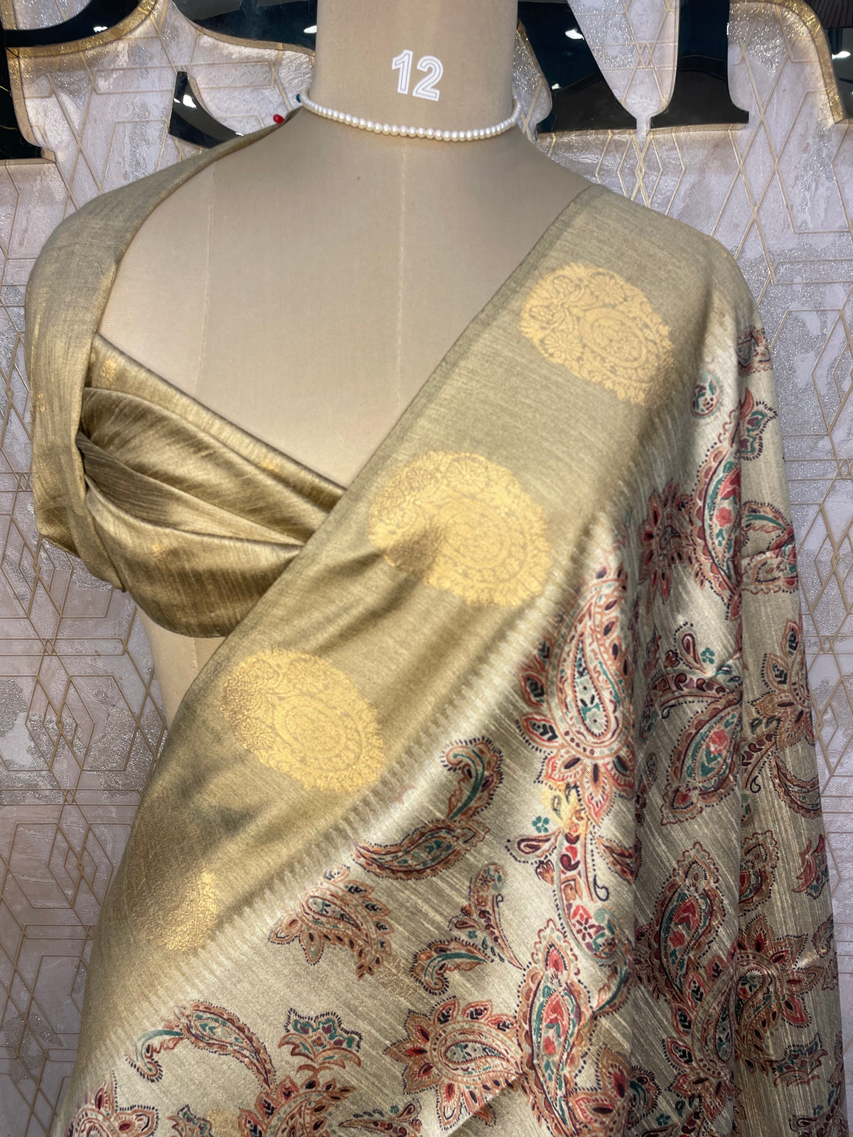 Cream Tussur Digital Print Saree 71