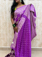 Wine n Purple Khadi Georgette Saree 26